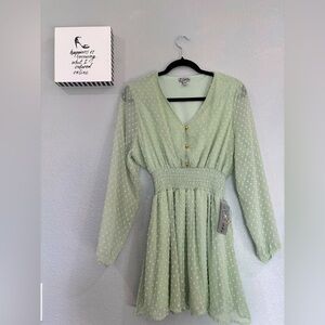J for Justify Mint Long Sleeve Dress